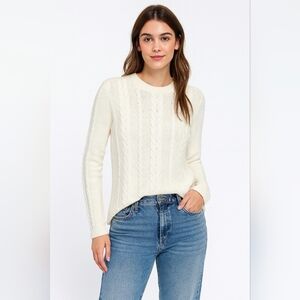 J. Jill Cable Knit Ivory‎ White Chunky Chenille Sweater Women's Small GILMORE